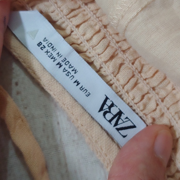 Zara Peach Cotton Linen Midi Dress - Picture 4 of 8